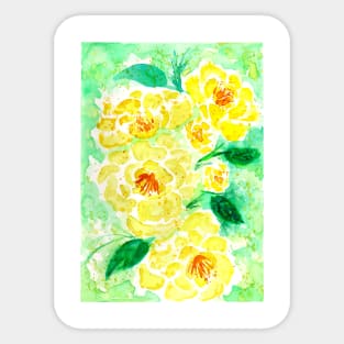 Yellow Watercolor Roses Sticker